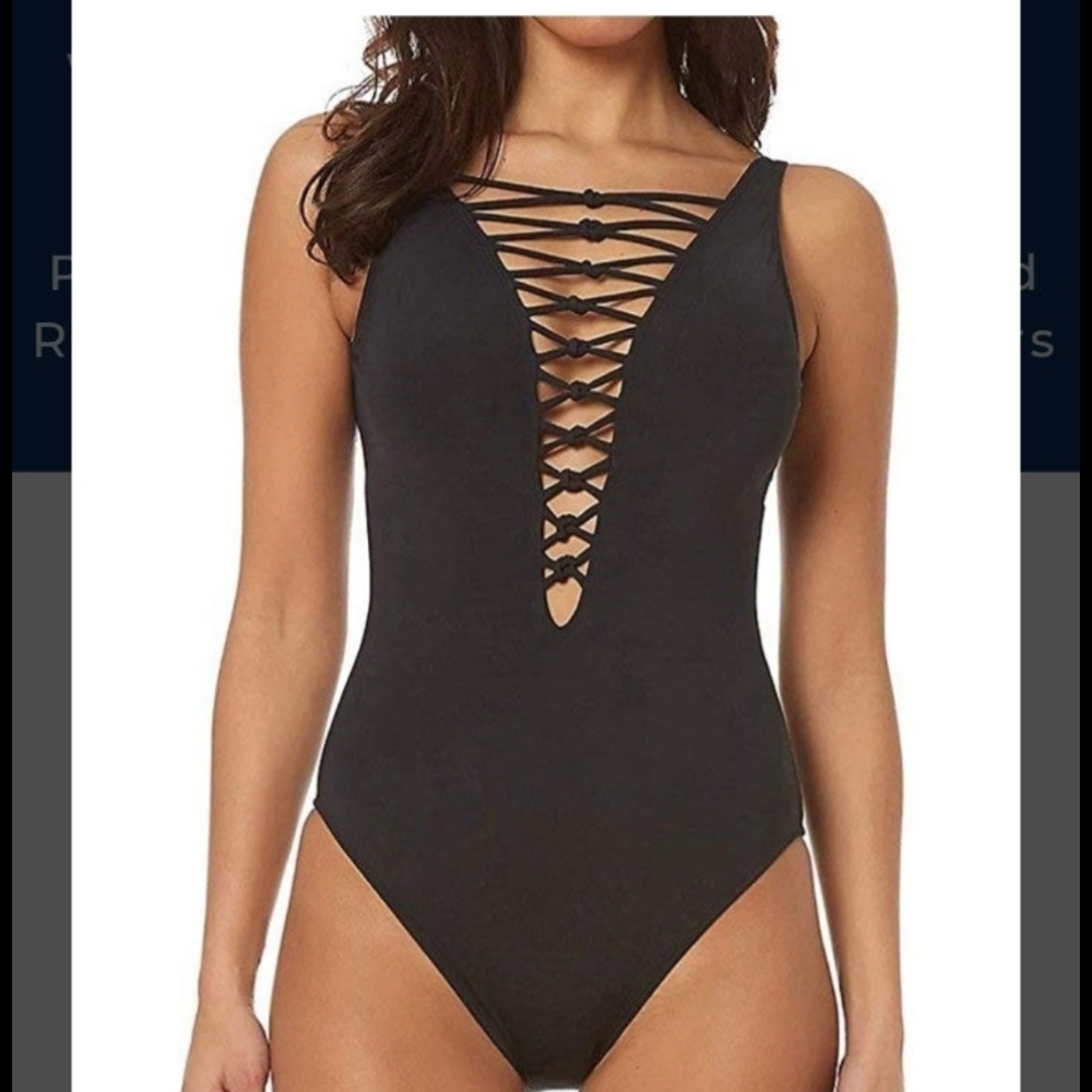 BLEU ROD BEATTIE Lace-Up One-Piece Swimsuit size 6 *Emerald Green*